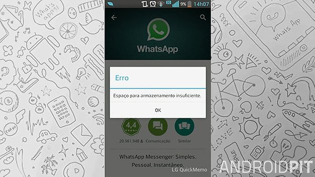 androidpit whatsapp erro memoria instalacao