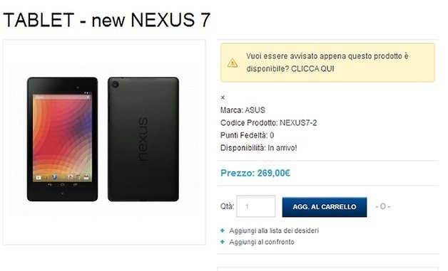 prezzo nexus 7 2 italia