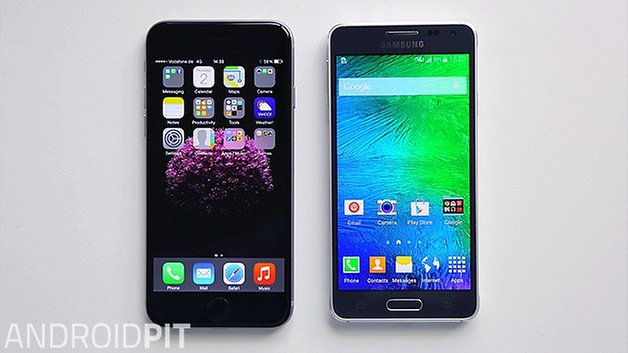 galaxy alpha iphone 6 front