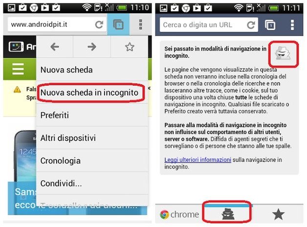 Scheda incognito Chrome