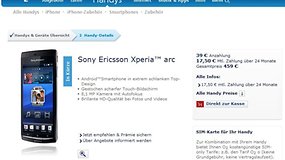 Sony Ericsson Xperia Play & Xperia Arc jetzt bei O2 erhältlich