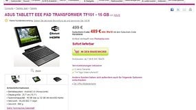 Eee Pad Transformer (UK Version) für 489€ in Deutschland verfügbar - UPDATE: Tablet wird ohne Dock ausgeliefert