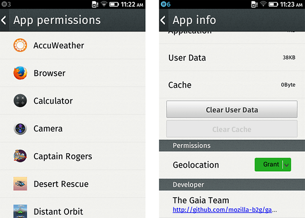 alcatel one touch firefox app permissions