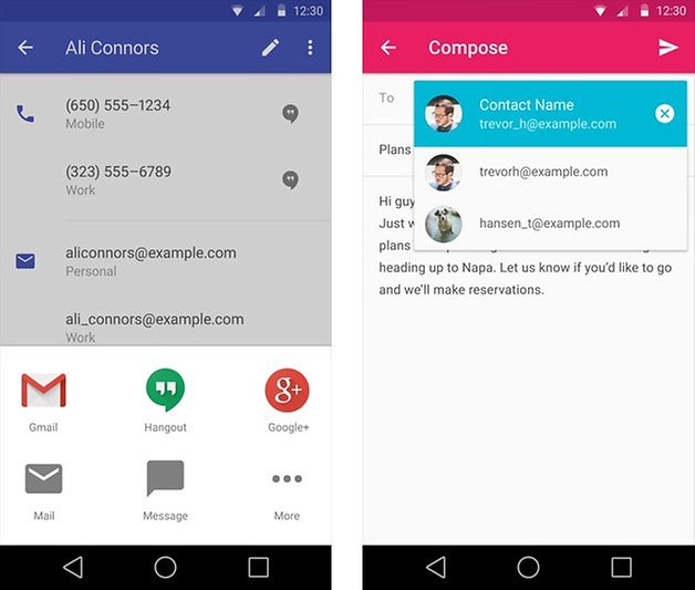 android l features review contacts