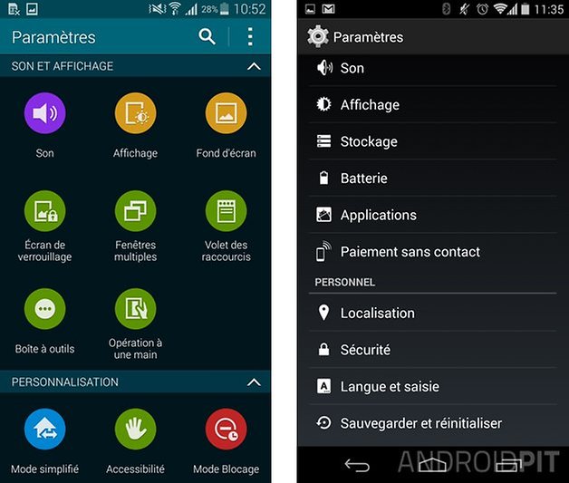 comparatif touchwiz android pur 8