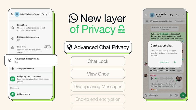 WhatsApp and the advanced chat privacy settings. WhatsApp and the advanced chat privacy settings.