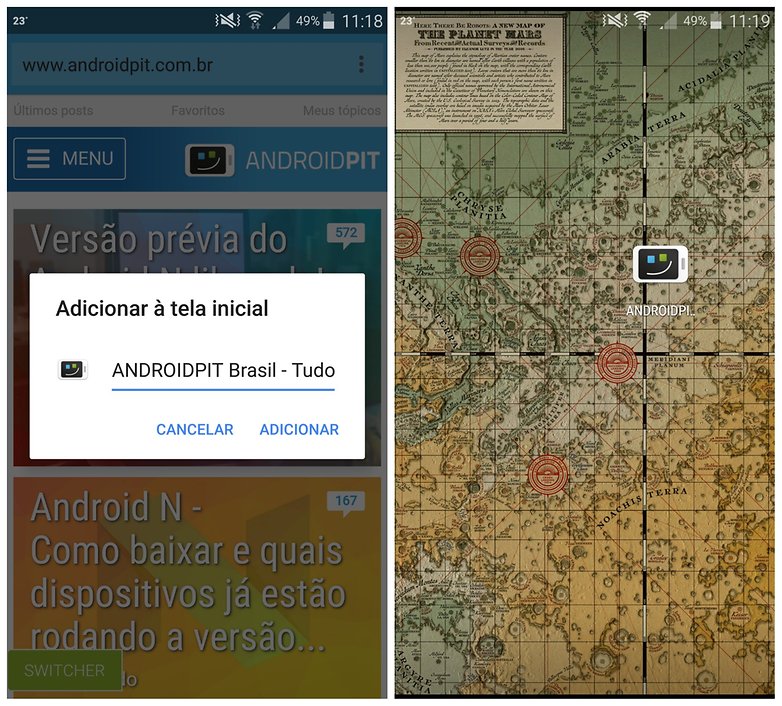 chrome adicionar tela inicial