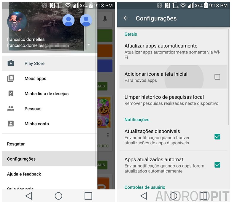 play store configuracoes
