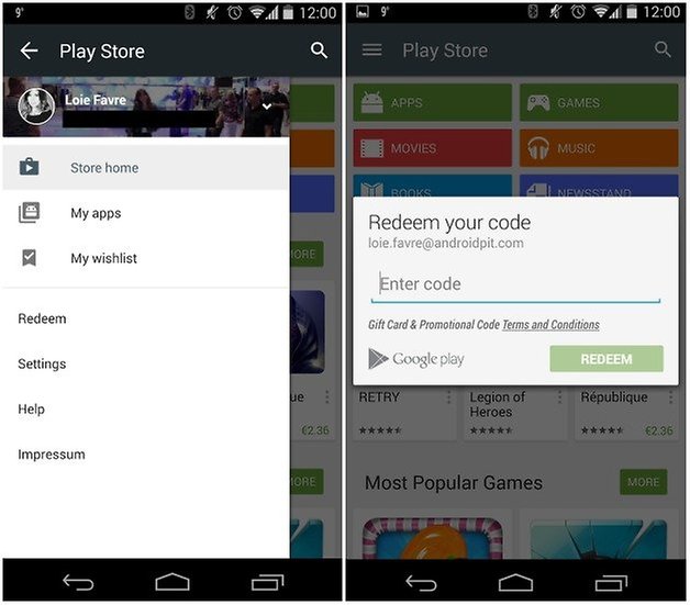 androidpit google play store redeem credit