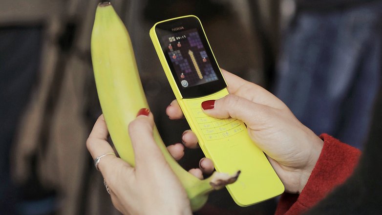 Nokia 8810 being compared with a banana