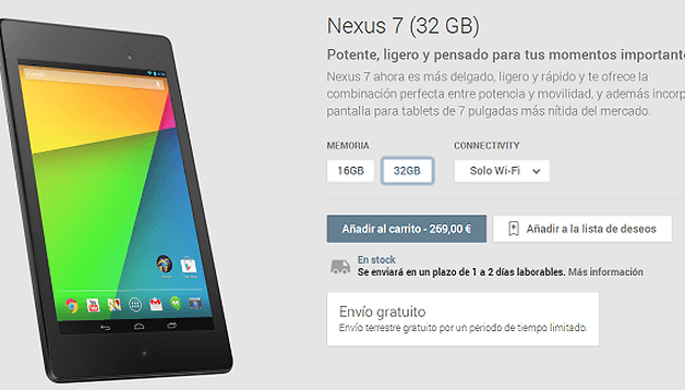 Nexus7 enviogratis