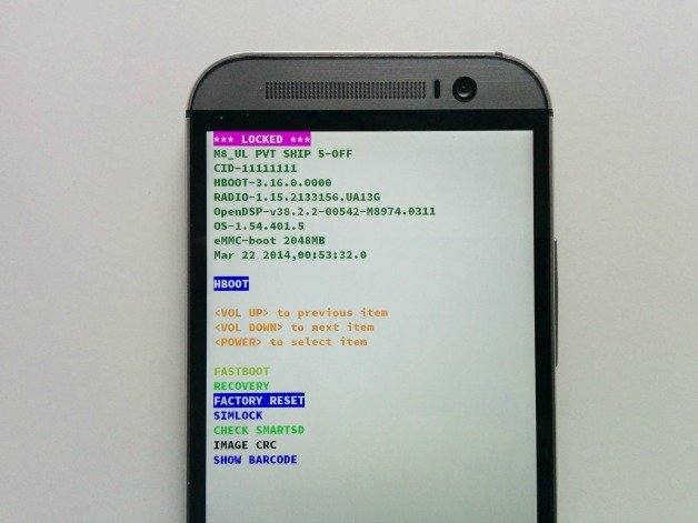 HTC One M8 Factory Reset