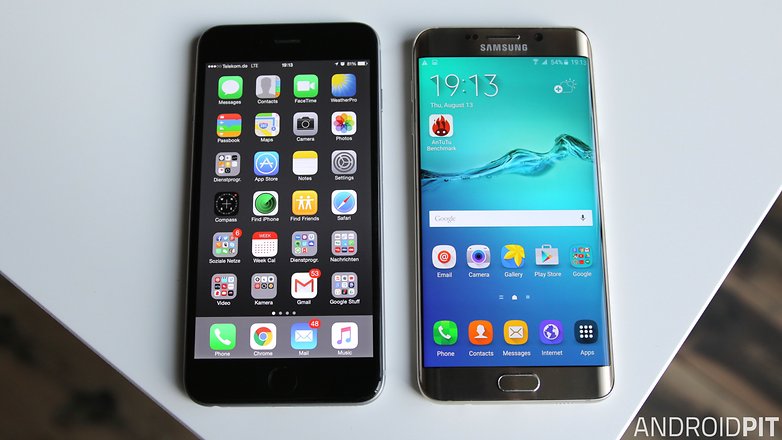 s6 edge vs iphone plus 6 plus front