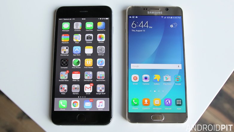 samsung galaxy note 5 iphone 6 plus screen