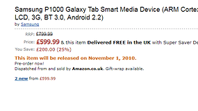 Amazon UK senkt Preis für Galaxy Tab