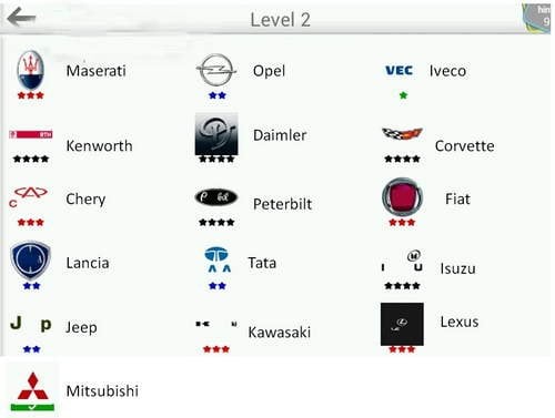 Car Logo Quiz nivel 2 answers