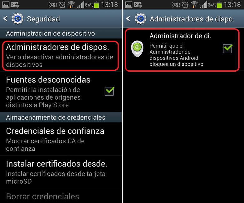 AdministradorDispositivo Android