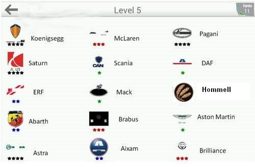 Logo Quiz coches nivel 5 respuestas Android
