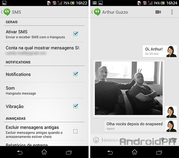 Hangouts sms android