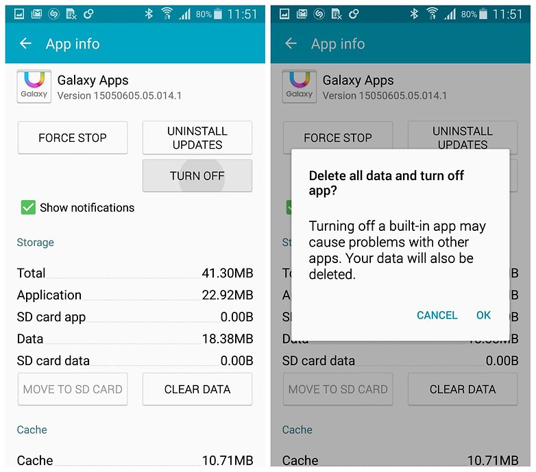 AdnroidPIT Galaxy S5 TouchWiz Galaxy Apps disable
