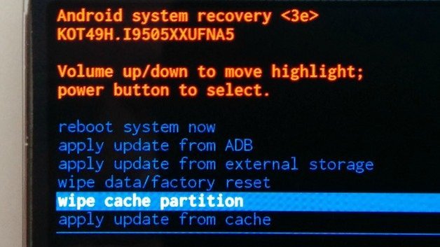 AndrodiPIT Recovery Menu Wipe Cache Partition