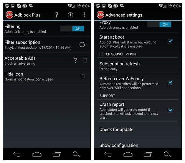 AndroidPIT Adblock Plus Settings