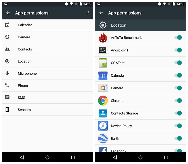 AndroidPIT Android M preview app permissions location