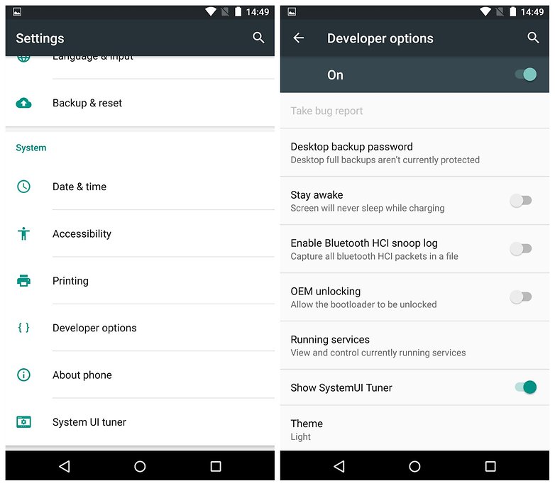 AndroidPIT Android M preview developer options enabled