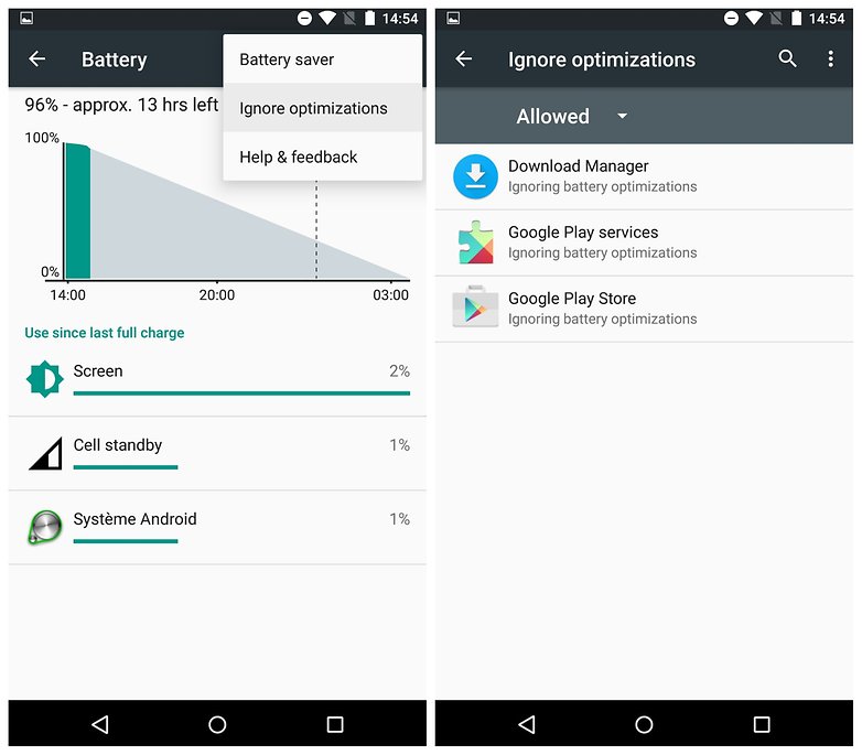 AndroidPIT Android M preview ignore battery optimizations