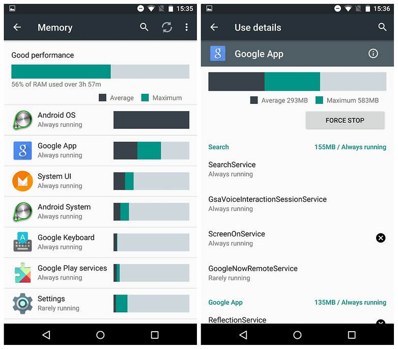 AndroidPIT Android M preview memory manager