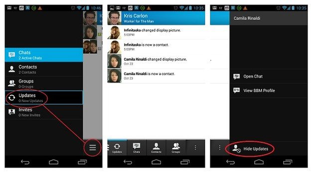 AndroidPIT BBM HideUpdates