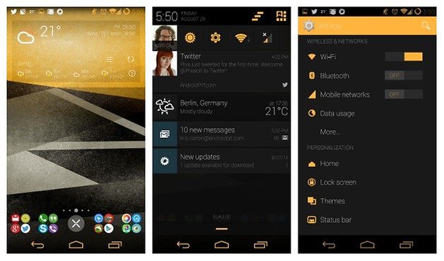 AndroidPIT CM11 Themes Yellow Gold