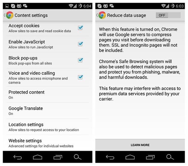 AndroidPIT Chrome Settings