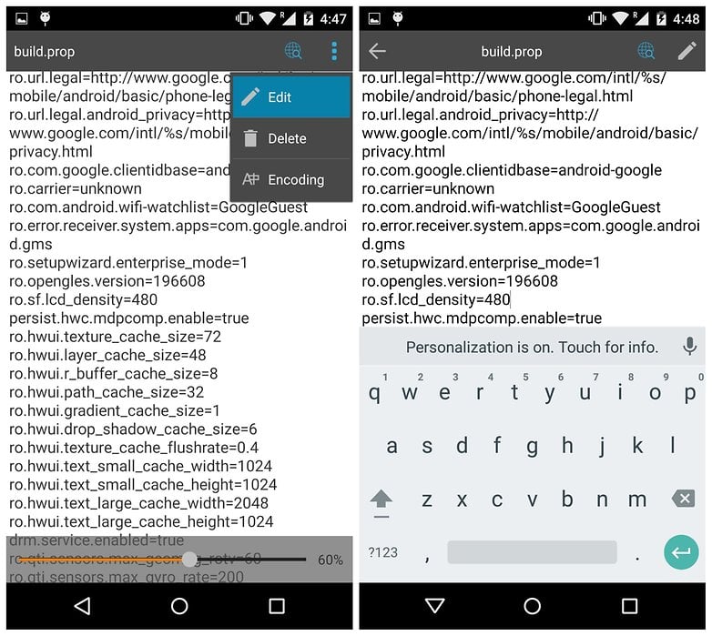 AndroidPIT ES File Explorer device system buildprop edit value