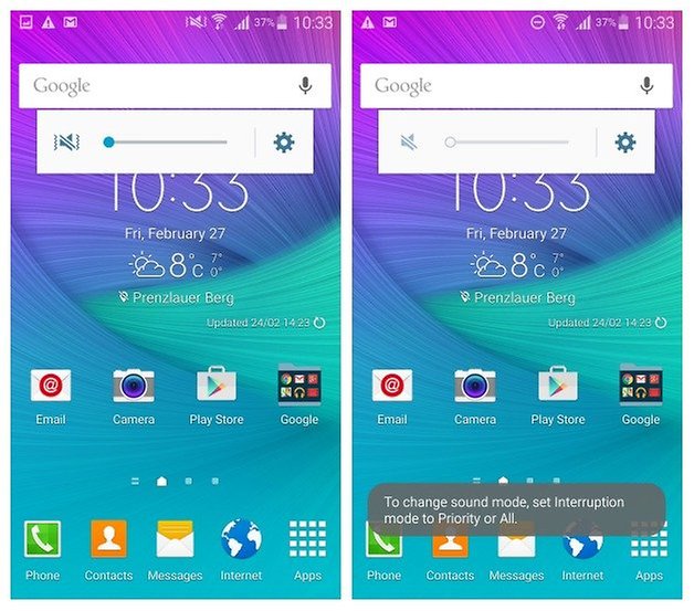 AndroidPIT Galaxy Note 4 Android 5 0 Lollipop vibrate silent