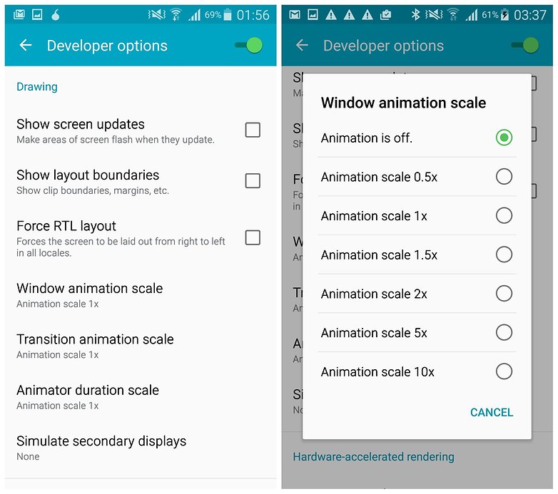 AndroidPIT Galaxy Note 4 Developer Options disable animation scale
