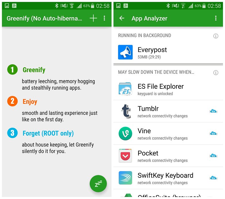 AndroidPIT Galaxy Note 4 Greenify hibernate apps