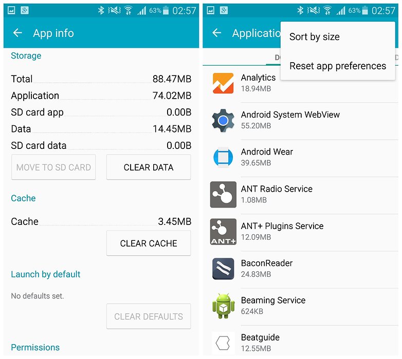 AndroidPIT Galaxy Note 4 clear app cache reset app preferences