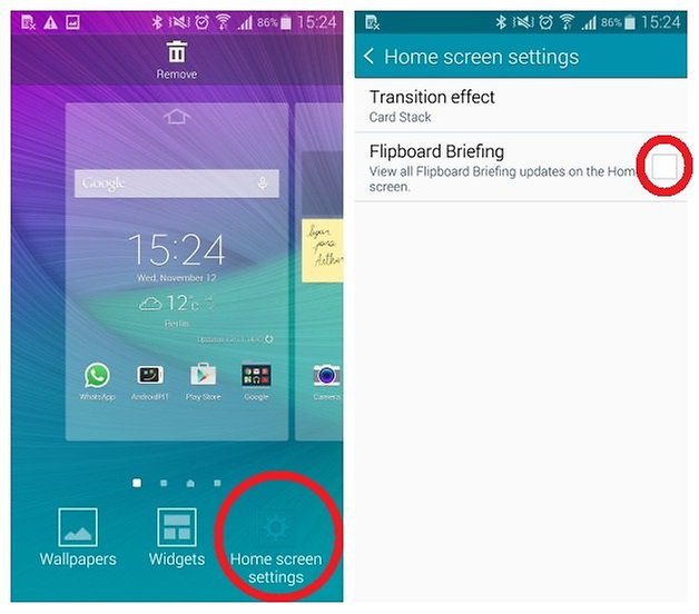 AndroidPIT Galaxy Note 4 remove Flipboard