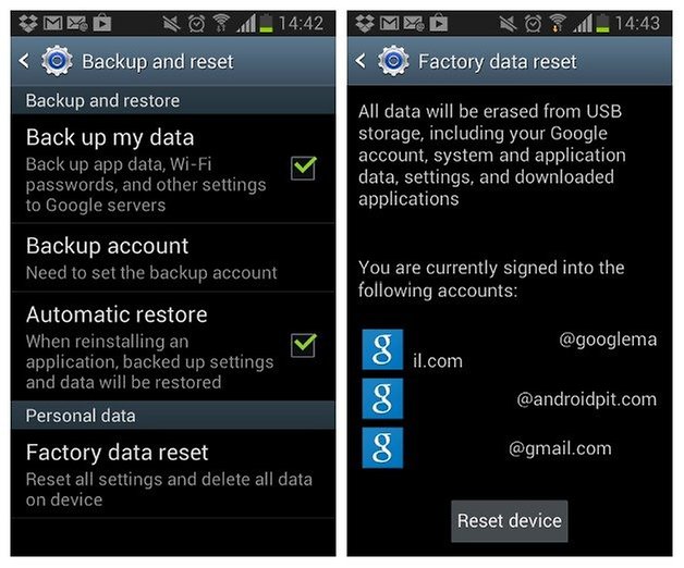 AndroidPIT Galaxy S2 Factory Reset