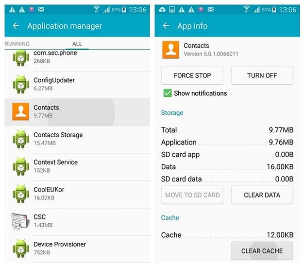 AndroidPIT Galaxy S4 Android 5 0 1 Lollipop App Manager Контакт