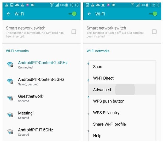 AndroidPIT Galaxy S4 Android 5 0 1 Lollipop Wi Fi-innstillinger avanserte