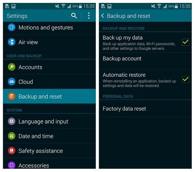 AndroidPIT Galaxy S5 Backup Restore