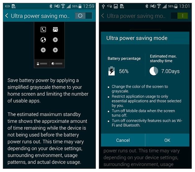 AndroidPIT Galaxy S5 Power Saving