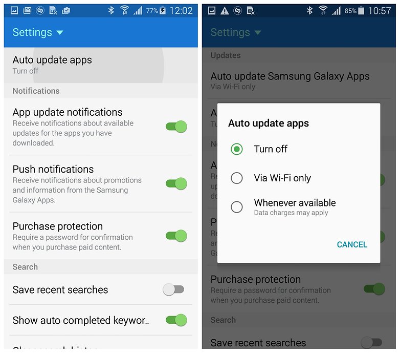 AndroidPIT Galaxy S5 TouchWiz Galaxy Apps auto update apps