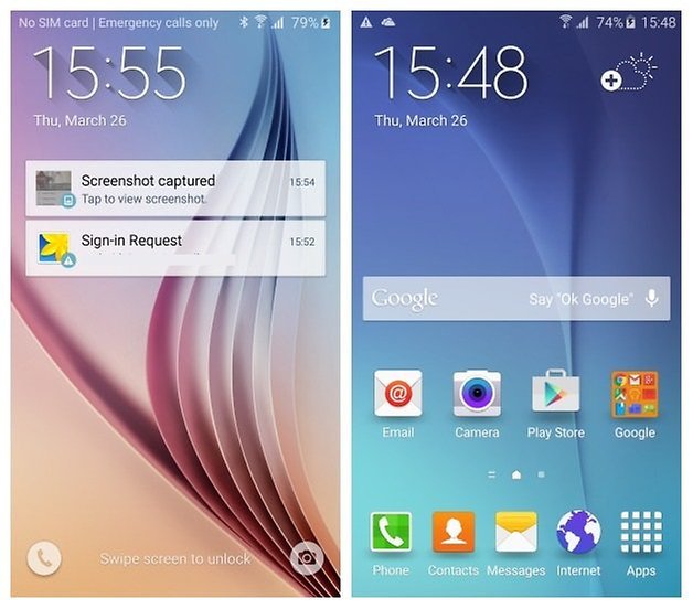 AndroidPIT Galaxy S6 Android 5 0 2 Lollipop TouchWiz lock screen home screen