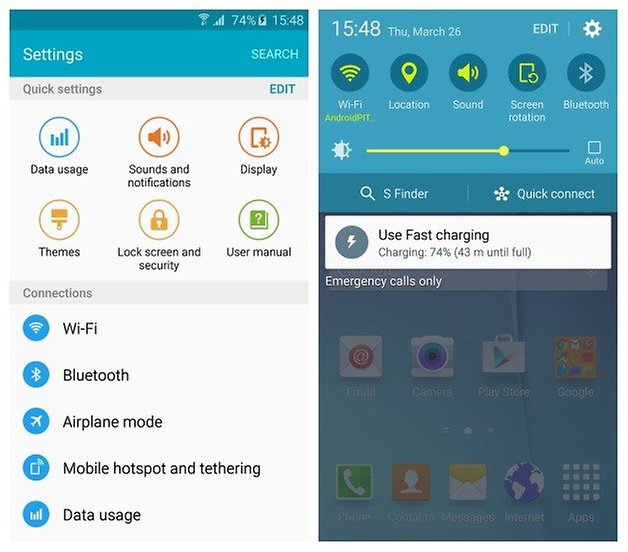 AndroidPIT Galaxy S6 Android 5 0 2 Lollipop TouchWiz settings quick settings