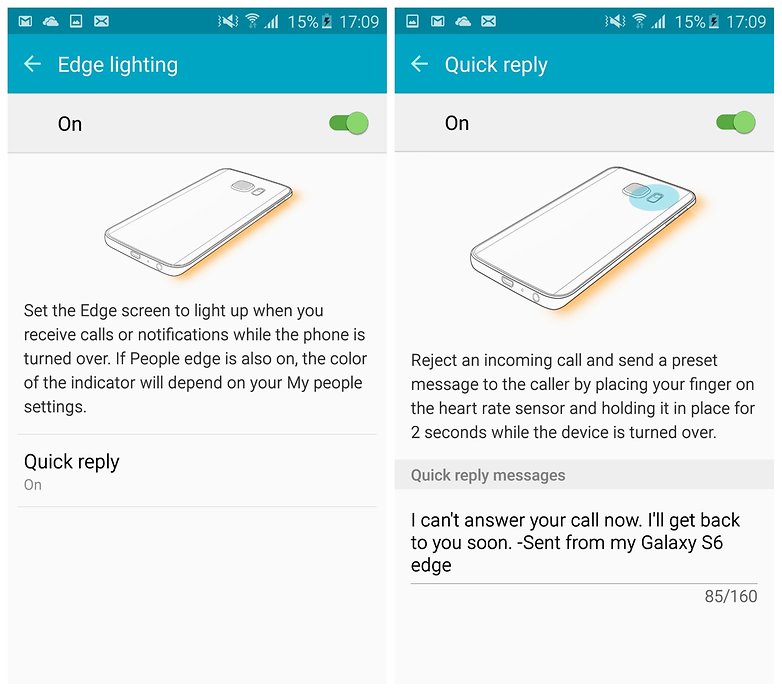 AndroidPIT Galaxy S6 Edge TouchWiz Edge Screen quick reply