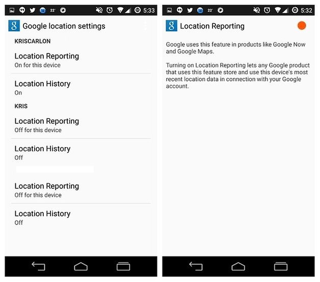 AndroidPIT Google Location Reporting Settings