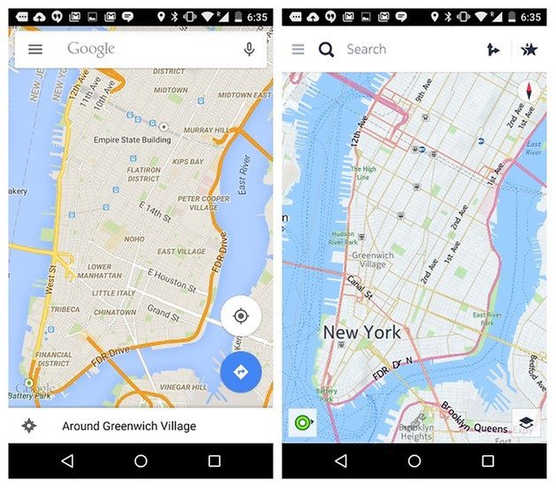 AndroidPIT Google Maps Nokia Here comparison appearance